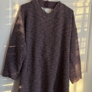 Free People V-Neck Sweater in Deep Brown